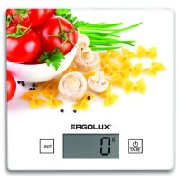 Весы кухонные электронные Ergolux ELX-SK01-С36 5кг 150х150мм CR2032 паста,томаты и грибы (20)