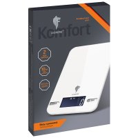 Весы кухонные электронные Leonord LE-17703 10кг 2хCR3022 (в комплекте) LCD-дисплей стекло белый (1/12)