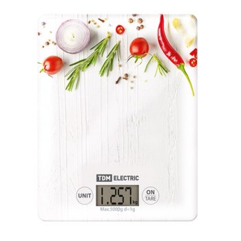 Весы кухонные электронные TDM Специи 5кг CR2032 стекло (20)