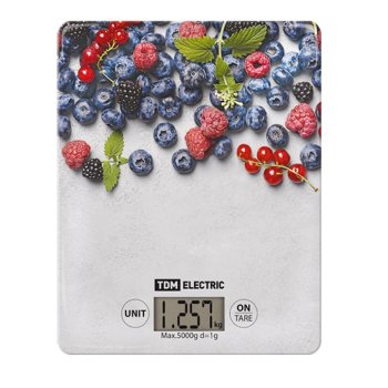 Весы кухонные электронные TDM Ягоды 5кг CR2032 стекло (20)