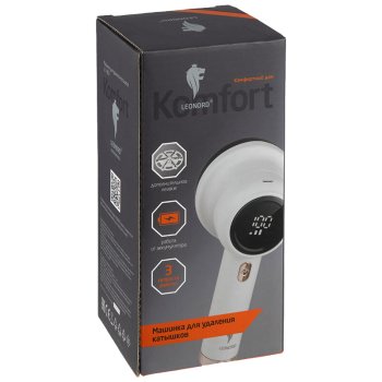 Машинка для удаления катышков Leonord LE-1857 8Вт, аккумуляторная, 3 скорости, LED-дисплей, белый (1/60)