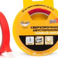 Лента двусторонняя Aviora акриловая основа 15мм х 3м сверхпрочная цвет - прозрачный (36)