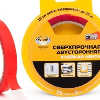 Лента двусторонняя Aviora акриловая основа 15мм х 3м сверхпрочная цвет - прозрачный (36)