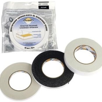 Двусторонняя лента вспененная основа Aviora 9мм х 10м 1хBl белый (180)