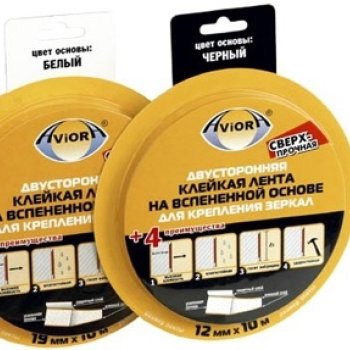 Двусторонняя лента Aviora Вспенная основа 19мм х 10м для зеркал черный (48)