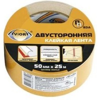 Лента двусторонняя Aviora тканевая основа 50мм х 10м (36)