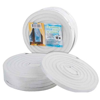 Уплотнитель д/окон самокл Поролон 10*10мм 10м (80)