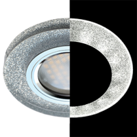 Ecola MR16 LD1650 GU5.3 Glass Стекло с подсветкой Круг Серебряный блеск / Хром 25x95 (кd74)