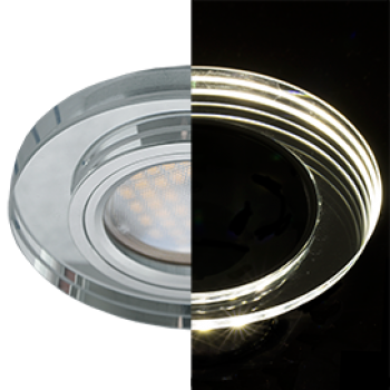 Ecola MR16 LD1650 GU5.3 Glass Стекло с подсветкой Круг Хром / Хром 25x95 (кd74)