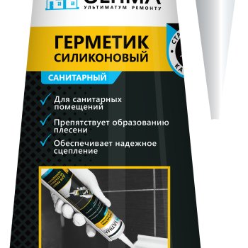 Герметик Ultima силиконовый санитарный бесцветный 80мл туба блистер (12)