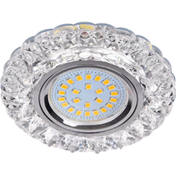 Светильник Ecola MR16 LD7009 GU5.3 встр. искристый с подсветкой "Кристалл" Прозрачный / Хром 30x95