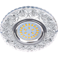 Ecola MR16 LD7040 GU5.3 Светильник встр. искристый с подсветкой "Бабочки" Прозрачный / Хром 25x95