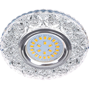 Ecola MR16 LD7040 GU5.3 Светильник встр. искристый с подсветкой "Бабочки" Прозрачный / Хром 25x95