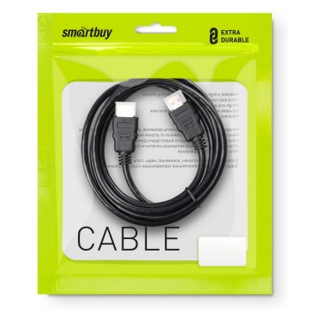 Кабель HDMI - HDMI 1.5м v2.0 SmartBuy чёрный, пакет (1/25)