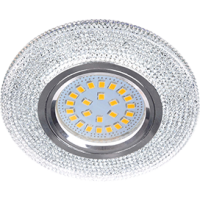 Ecola MR16 LD7069 GU5.3 Светильник встр. искристый с подсветкой "Модерн" Прозрачный / Хром 25x95