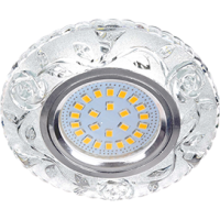 Светильник Ecola MR16 LD7071 GU5.3 встр. искристый с подсветкой "Розы" Прозрачный / Хром 25x95