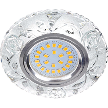 Светильник Ecola MR16 LD7071 GU5.3 встр. искристый с подсветкой "Розы" Прозрачный / Хром 25x95