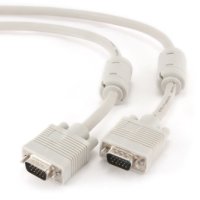 Кабель VGA - VGA 5 метров, двойной экран, ферритовые кольца, Cablexpert, серый (1/36)
