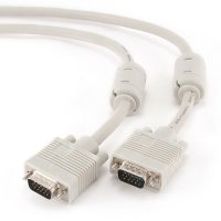 Кабель VGA - VGA 10 метров, двойной экран, ферритовые кольца, Cablexpert, серый (1/20)