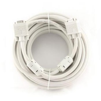 Кабель VGA - VGA 15 метров, двойной экран, ферритовые кольца, Cablexpert, серый (16)