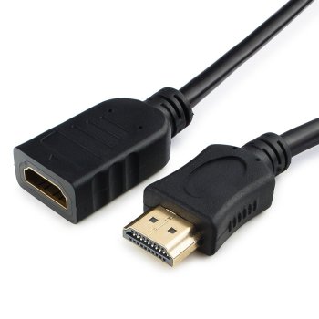 Удлинитель HDMI 0.5м v2.0 Cablexpert 19M/19F чёрный, пакет (1/60)