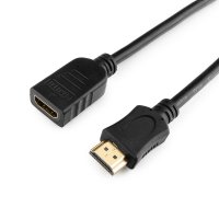 Удлинитель HDMI 1.8м v2.0 Cablexpert 19M/19F чёрный, пакет (1/60)