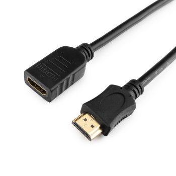 Удлинитель HDMI 1.8м v2.0 Cablexpert 19M/19F чёрный, пакет (1/60)