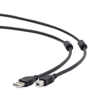 Кабель USB AM - BM 3 м, экран, ферритовые кольца, Gembird, черный (1/100)