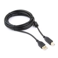 Кабель USB AM - BM 3 м, PRO, позолоченные контакты, ферритовые кольца, Gembird, черный (1/100)