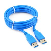 Кабель USB 3.0 AM - AM 1.8 м PRO, экранированный, плоский, Gembird, синий (1/100)