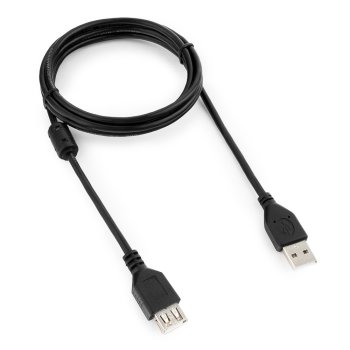 Удлинитель USB AM - AF 1.8 метра, PRO, позолоченные контакты, ферритовые кольца, Gembird, черный (1/200)