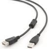 Удлинитель USB AM - AF 4.5 м, PRO, позолоченные контакты, ферритовые кольца, Gembird, черный (1/100)
