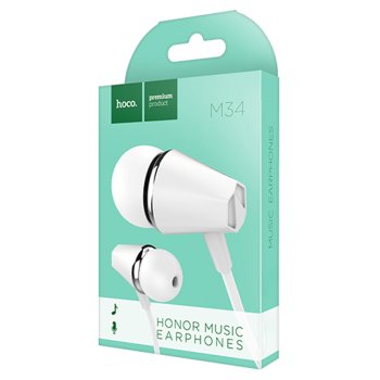 Гарнитура вкладыши Hoco M34 белый коробка (1/40/400)