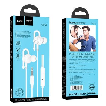 Гарнитура вкладыши Hoco M84 белый коробка (1/16/160)