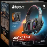 Гарнитура полноразмерная игровая Defender Quake Led, 2м, LED-подсветка чёрный (1/20)