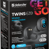 Гарнитура вкладыши TWS Defender Twins 639 Bluetooth зарядная станция 2000 мАч чёрный (1/40)