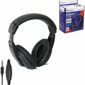 Наушники полноразмерные Defender Gryphon 751, кабель 2 метра, чёрный (1/20)