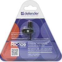 Микрофон Defender MIC-109 на прищепке, кабель 1.8м, чёрный (1/50)