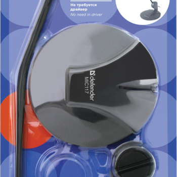 Микрофон Defender MIC-117 настольный, кабель 1.8м, чёрный (1/40)