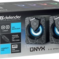 Колонки 2.0 Defender ONYX 2x3Вт, LED-подсветка, USB, компактные, чёрный (1/50)