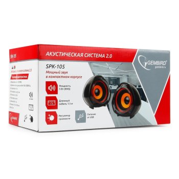 Колонки 2.0 Gembird 105 2x2.5Вт USB черный (20)