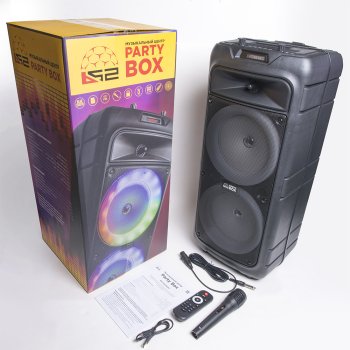 Колонка портативная Bluetooth B52 Party Box 40Вт, акк 4500 мАч, FM/MP3(USB/MicroSD)/AUX/LED-подсветка/микрофон в комплекте, черная