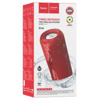 Колонка портативная Bluetooth Hoco BS48 10Вт акк 1200мАч FM/MP3(microSD/USB)/AUX/TWS/LED/IPX5 красный (1/5/40)