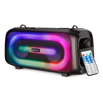 Колонка портативная Bluetooth SmartBuy 5530 AGILITY, 28Вт, аккумулятор 3600мАч, FM/MP3(microSD/USB)/AUX/микрофон/ПДУ/RGB-подсветка, чёрный (1/6)
