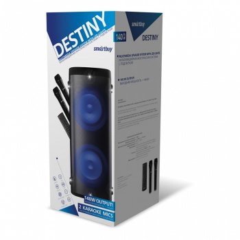 Колонка портативная Bluetooth SmartBuy 5700 DESTINY, 140Вт, аккумулятор 7000мАч, FM/MP3(microSD/USB)/AUX/2 б/п микрофона/ПДУ/управляемая RGB-подсветка/караоке/Powerbank, чёрный (1)