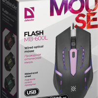 Мышь Defender Flash MB-600L 4кн, 800/1000/1200dpi, 7цветов подсветки, чёрный (1/40)