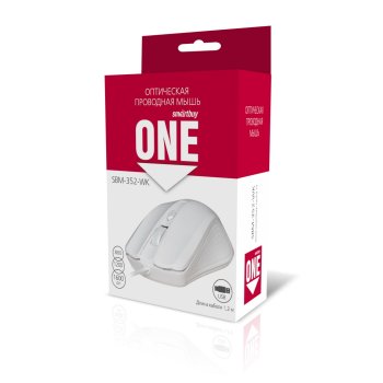 Мышь SmartBuy 352 One 3кн 800/1200/1600dpi белый (1/100)