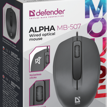 Мышь бесшумная Defender Alpha MB-507 3кн 1000dpi черный (1/40)