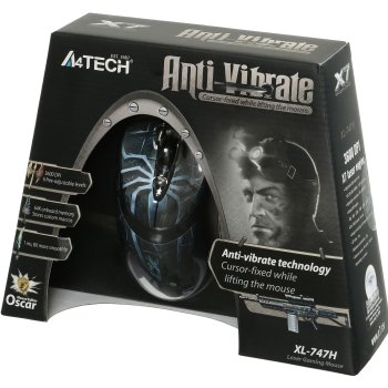 Мышь A4TECH XL-747H Oscar Editor, 7 кнопок, 400/800/1200/1600/2000/3600 dpi, лазерная, игровая, голубой/рисунок (1/20)