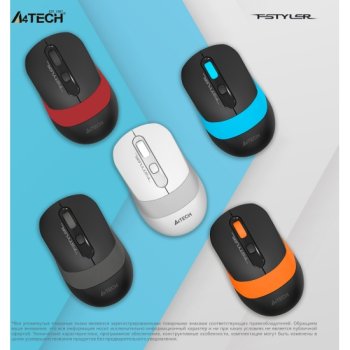 Мышь A4TECH Fstyler FG10, 4кн, 1200/1600/2000 DPI, чёрный/серый, беспроводная (1/60)